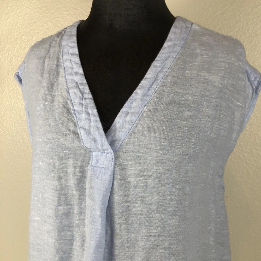 Cynthia Rowley Top Size Small Linen Split Neck Sleeveless Summer Fabric - Picture 11 of 12